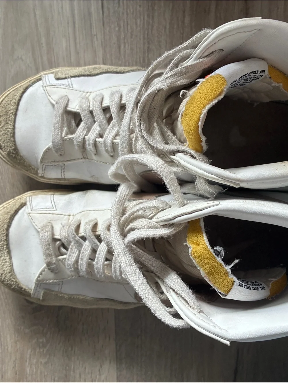 Nike High-Top Sneakers in White with Light Pink Swoosh